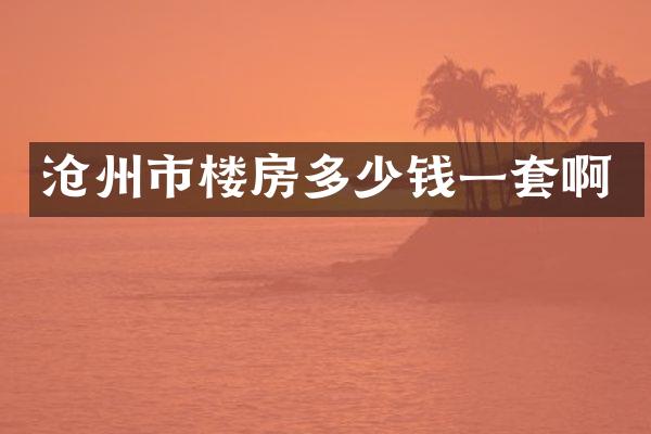 沧州市楼房多少钱一套啊