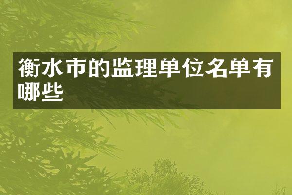 衡水市的监理单位名单有哪些