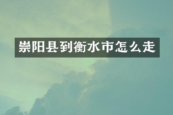 崇阳县到衡水市怎么走