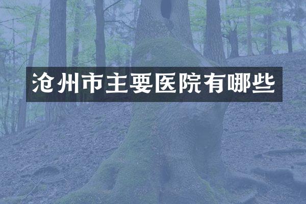 沧州市主要医院有哪些