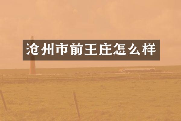 沧州市前王庄怎么样