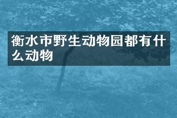 衡水市野生动物园都有什么动物