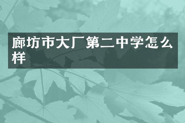 廊坊市大厂第二中学怎么样