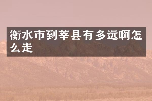 衡水市到莘县有多远啊怎么走