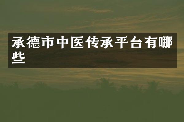 承德市中医传承平台有哪些