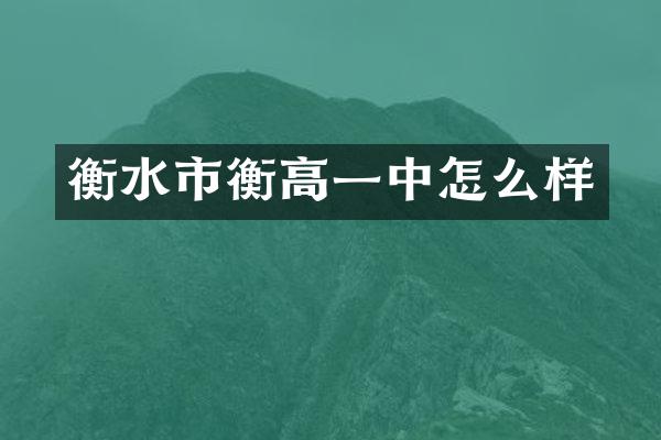 衡水市衡高一中怎么样