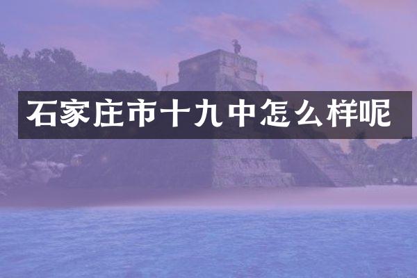 石家庄市十九中怎么样呢