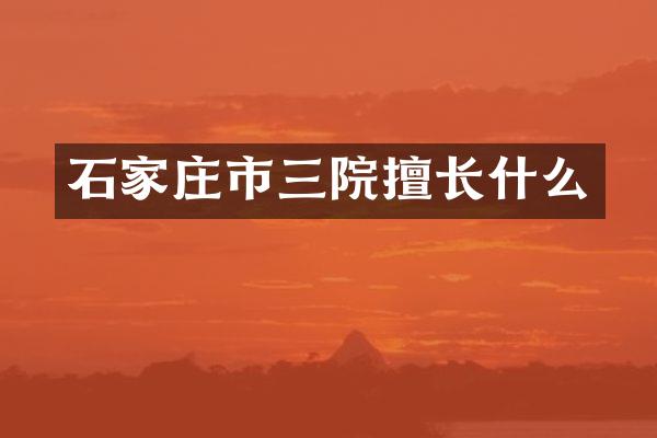 石家庄市三院擅长什么