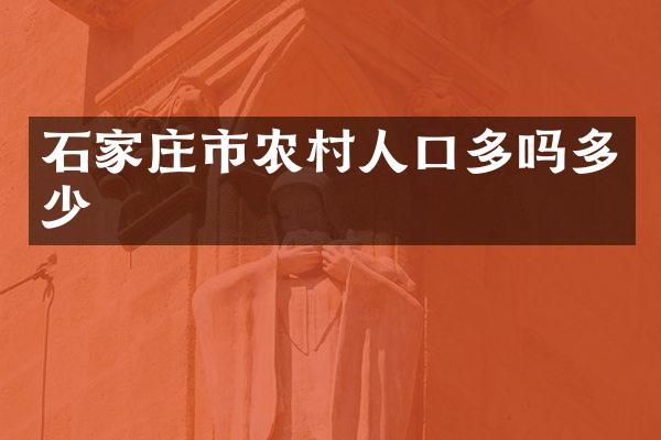 石家庄市农村人口多吗多少