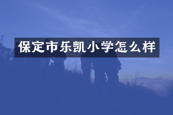 保定市乐凯小学怎么样