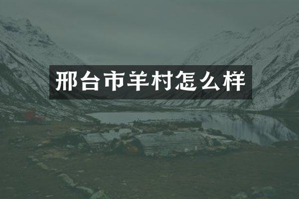 邢台市羊村怎么样