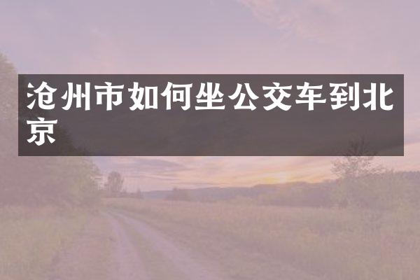 沧州市如何坐公交车到北京
