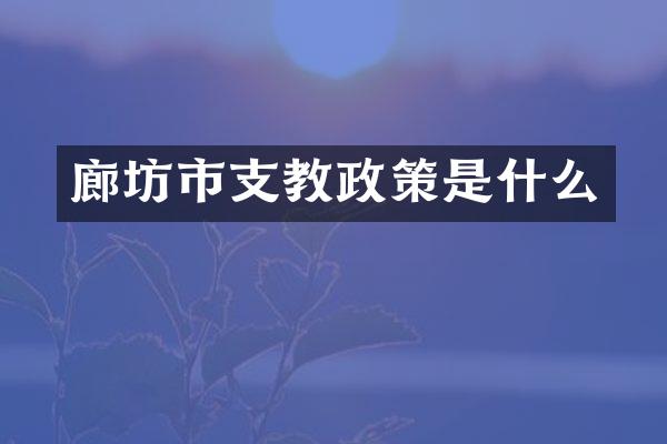 廊坊市支教政策是什么