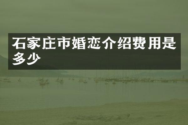 石家庄市婚恋介绍费用是多少
