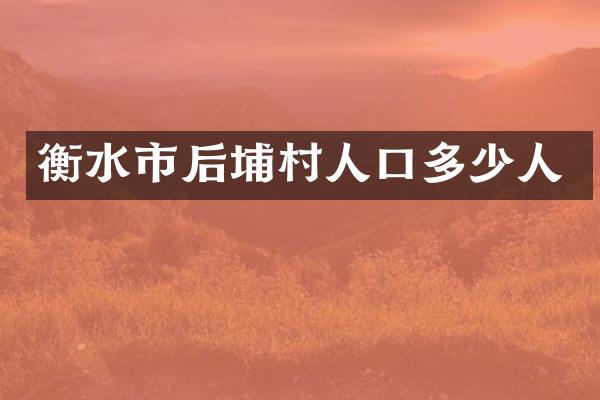 衡水市后埔村人口多少人