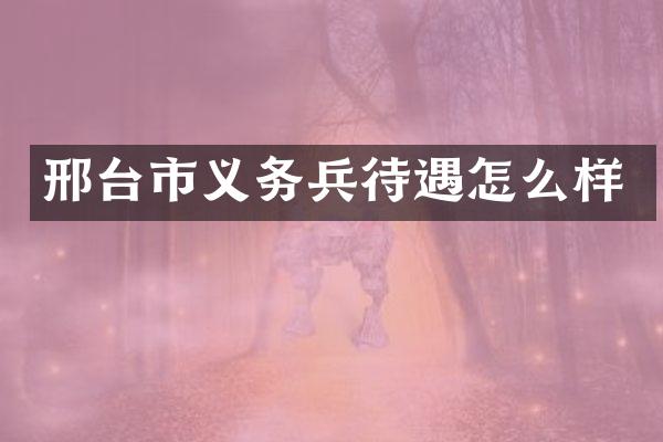 邢台市义务兵待遇怎么样