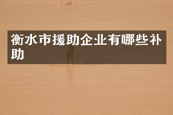 衡水市援助企业有哪些补助