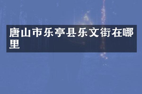 唐山市乐亭县乐文街在哪里