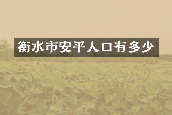 衡水市安平人口有多少