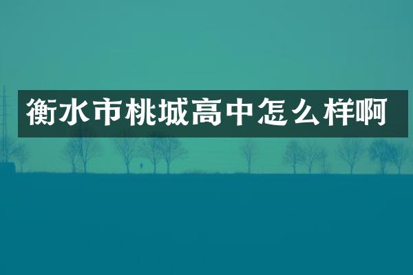 衡水市桃城高中怎么样啊