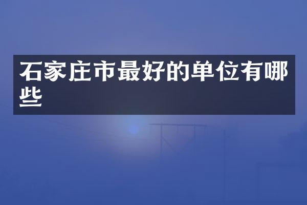 石家庄市最好的单位有哪些