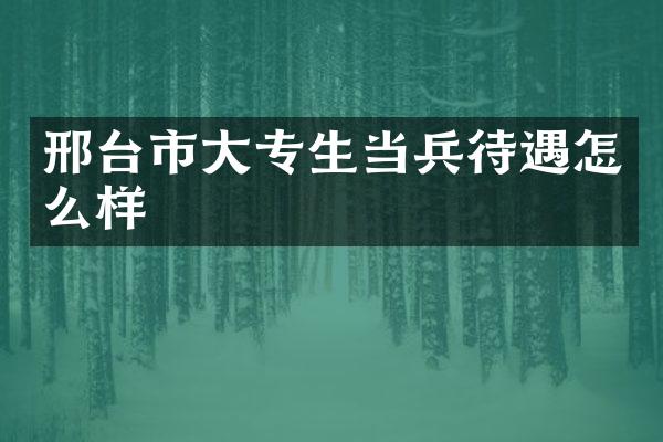 邢台市大专生当兵待遇怎么样