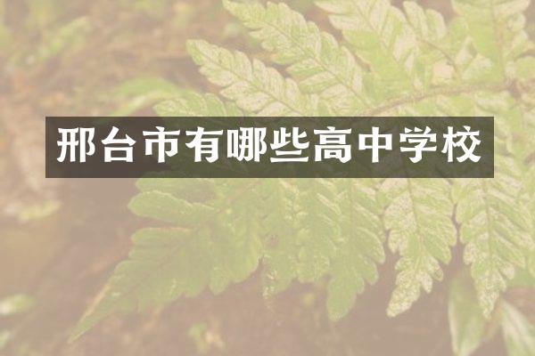 邢台市有哪些高中学校