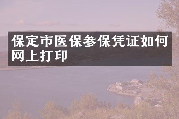 保定市医保参保凭证如何网上打印