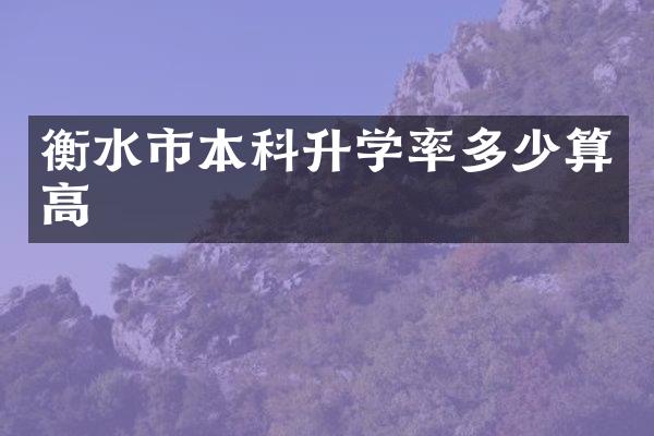 衡水市本科升学率多少算高