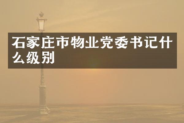 石家庄市物业党委书记什么级别