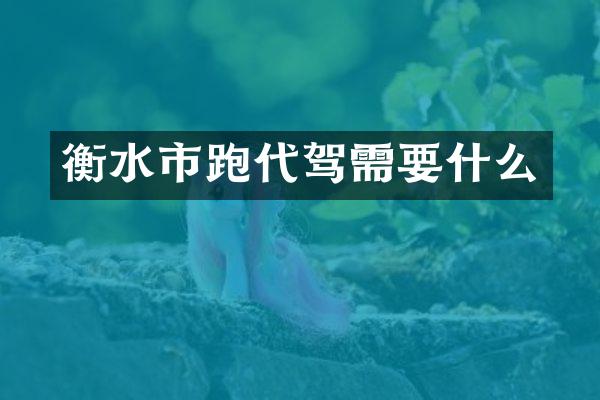 衡水市跑代驾需要什么