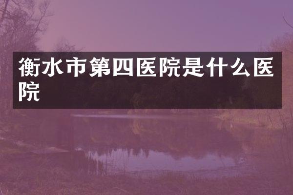 衡水市第四医院是什么医院