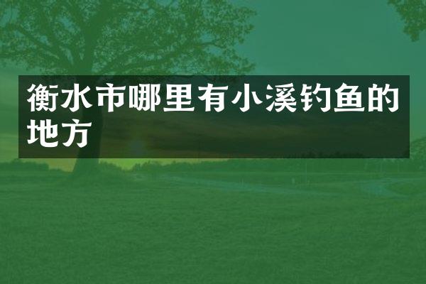 衡水市哪里有小溪钓鱼的地方