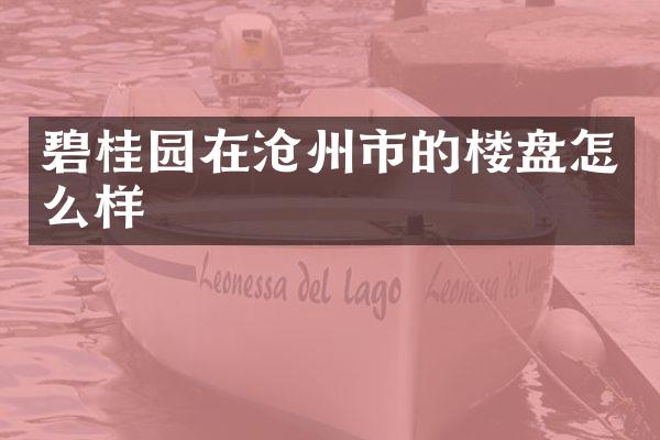 碧桂园在沧州市的楼盘怎么样