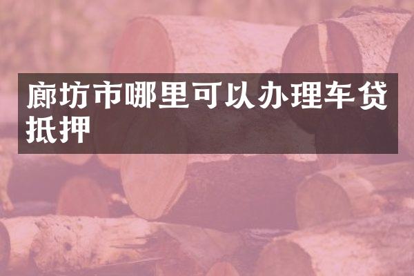 廊坊市哪里可以办理车贷抵押