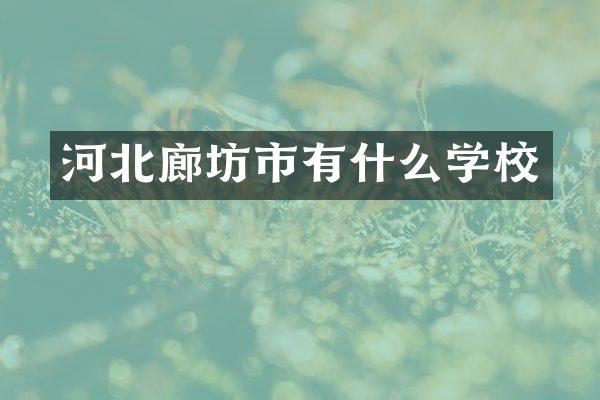 河北廊坊市有什么学校