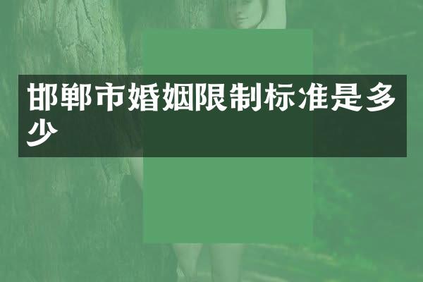 邯郸市婚姻限制标准是多少