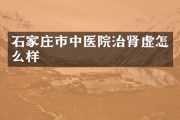 石家庄市中医院治肾虚怎么样